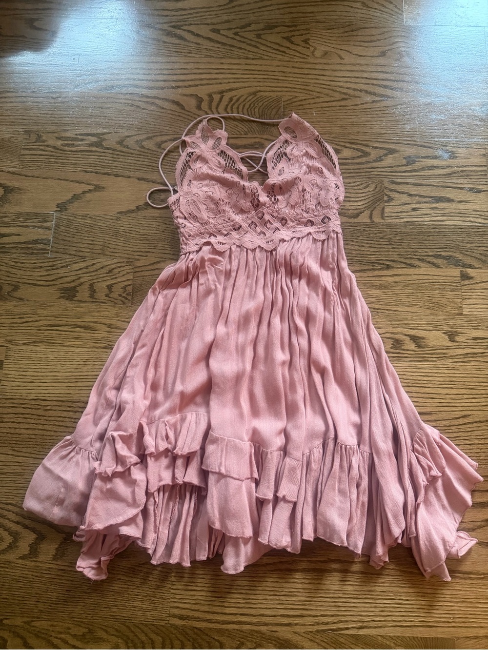 Free People Dusty Pink Lace-Trim Slip Dress